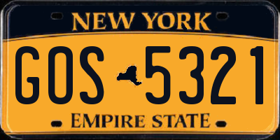 NY license plate GOS5321