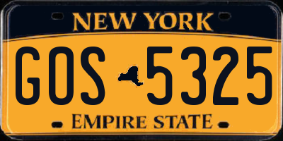 NY license plate GOS5325
