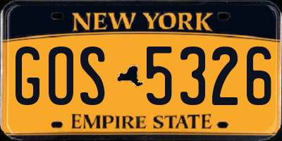 NY license plate GOS5326
