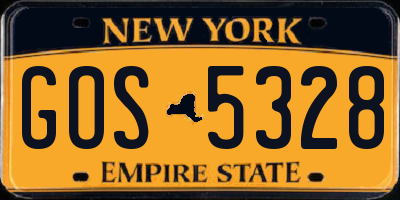 NY license plate GOS5328