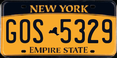 NY license plate GOS5329
