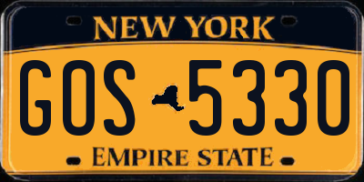 NY license plate GOS5330