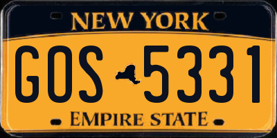 NY license plate GOS5331