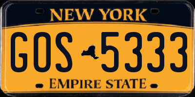 NY license plate GOS5333