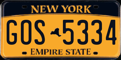 NY license plate GOS5334