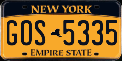 NY license plate GOS5335