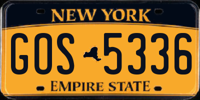 NY license plate GOS5336