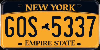 NY license plate GOS5337