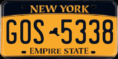 NY license plate GOS5338