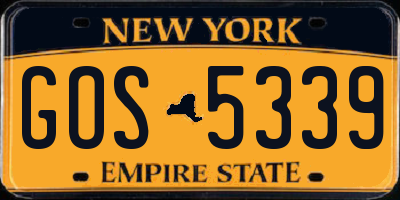 NY license plate GOS5339