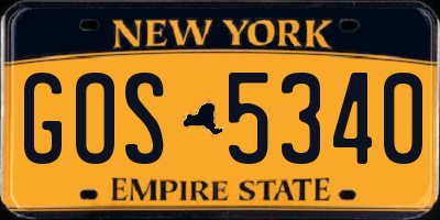 NY license plate GOS5340