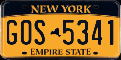 NY license plate GOS5341