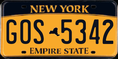 NY license plate GOS5342