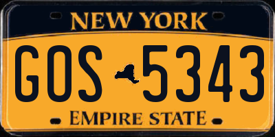 NY license plate GOS5343
