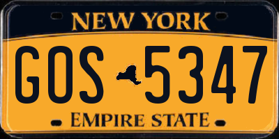 NY license plate GOS5347