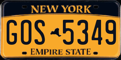NY license plate GOS5349