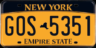 NY license plate GOS5351