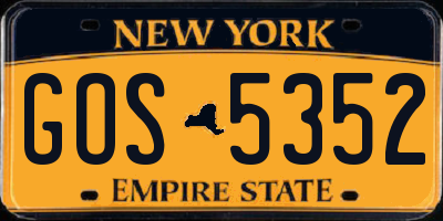 NY license plate GOS5352