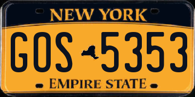 NY license plate GOS5353