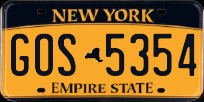 NY license plate GOS5354