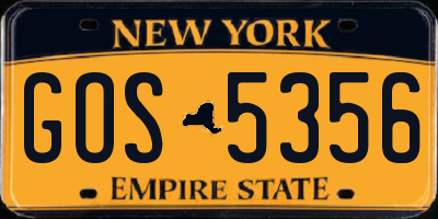NY license plate GOS5356