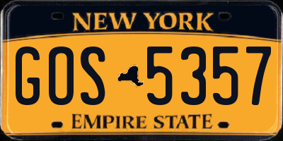 NY license plate GOS5357