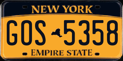 NY license plate GOS5358