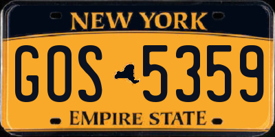 NY license plate GOS5359