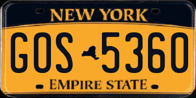 NY license plate GOS5360