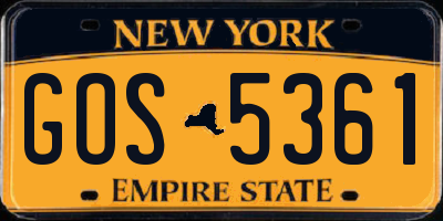 NY license plate GOS5361