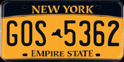 NY license plate GOS5362