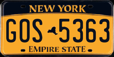 NY license plate GOS5363
