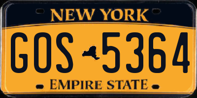 NY license plate GOS5364