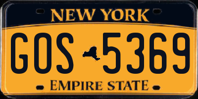 NY license plate GOS5369