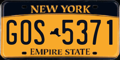NY license plate GOS5371