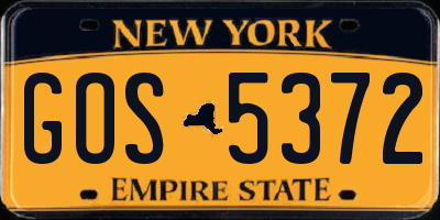 NY license plate GOS5372