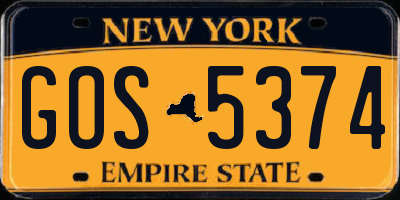 NY license plate GOS5374