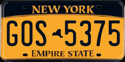 NY license plate GOS5375