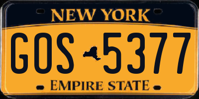 NY license plate GOS5377