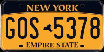 NY license plate GOS5378