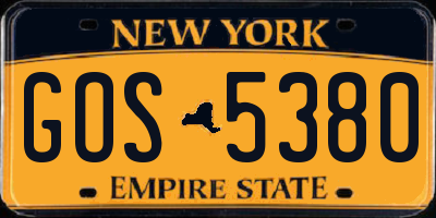 NY license plate GOS5380