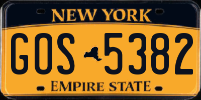 NY license plate GOS5382