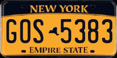 NY license plate GOS5383