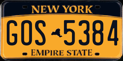 NY license plate GOS5384