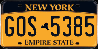 NY license plate GOS5385