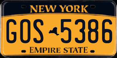 NY license plate GOS5386