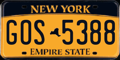 NY license plate GOS5388