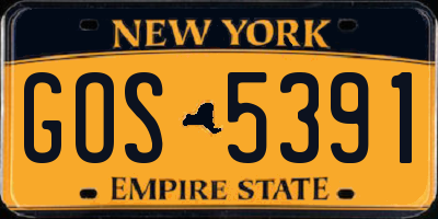NY license plate GOS5391