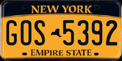NY license plate GOS5392
