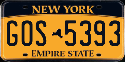 NY license plate GOS5393